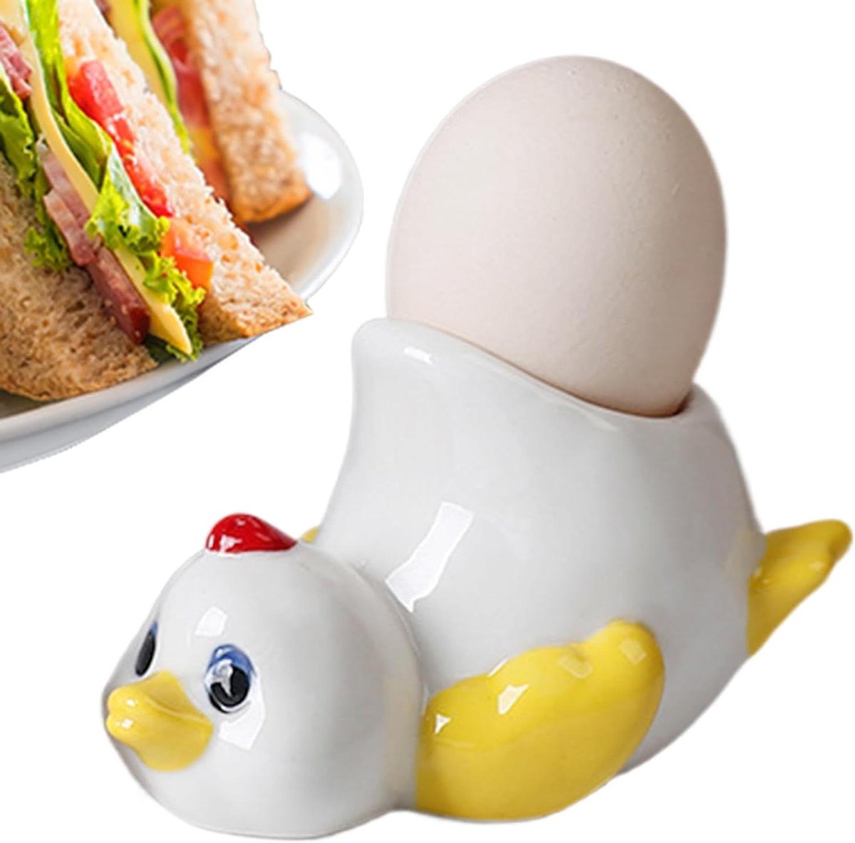 Eierbekers Set - Eierhouders Keramiek - Ontbijt Serveren - Schattig Dier Design - 11 cm - Geel