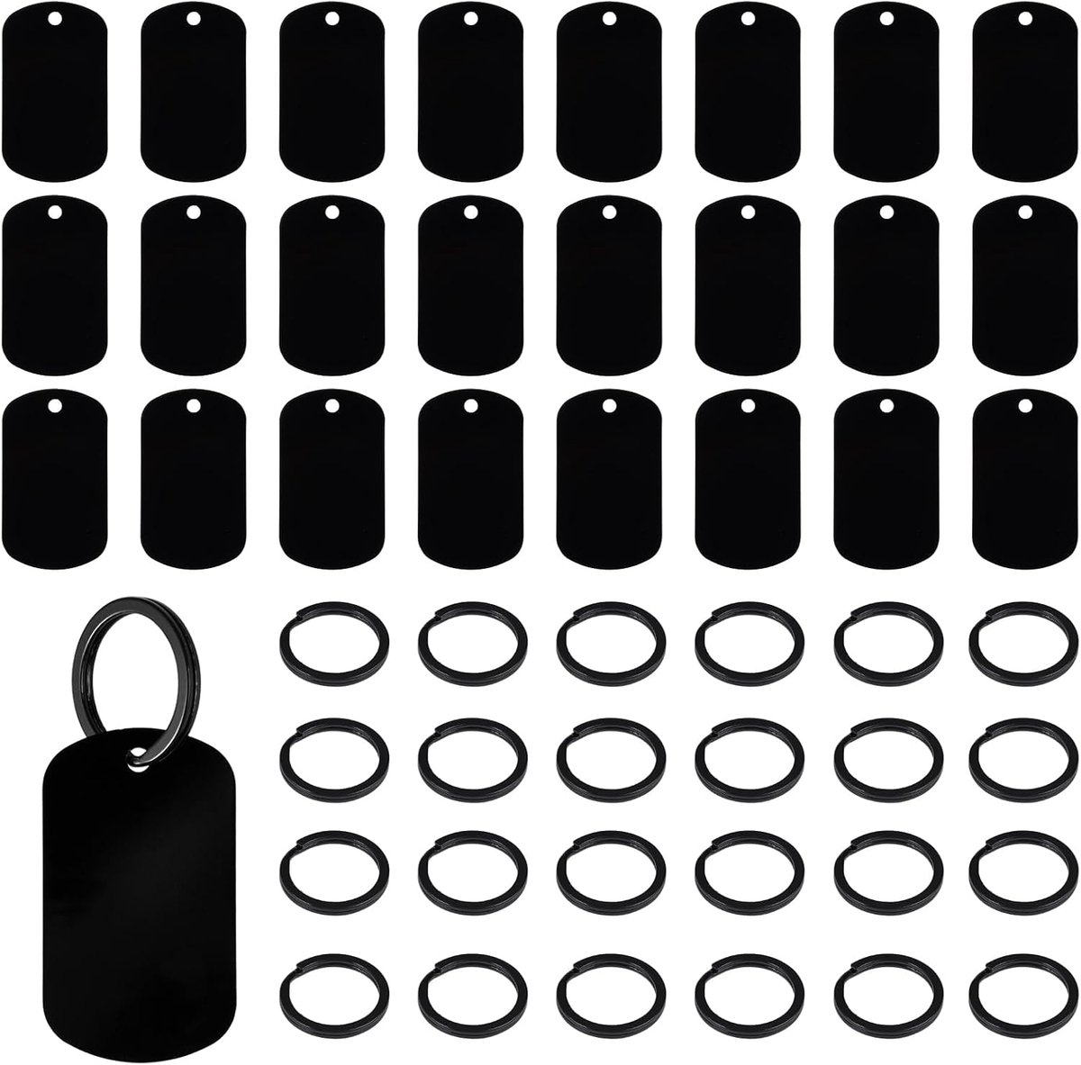 Hondentags 25 stuks 5 x 3 cm - Aluminium - Zwart - Geschikt voor graveren - SnelShoppen