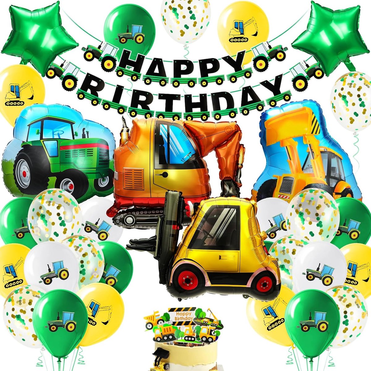 Uitnodigingen voor verjaardag - Graafmachine thema - Compleet feestdecoratie - Voor een onvergetelijk kinderfeest - SnelShoppen