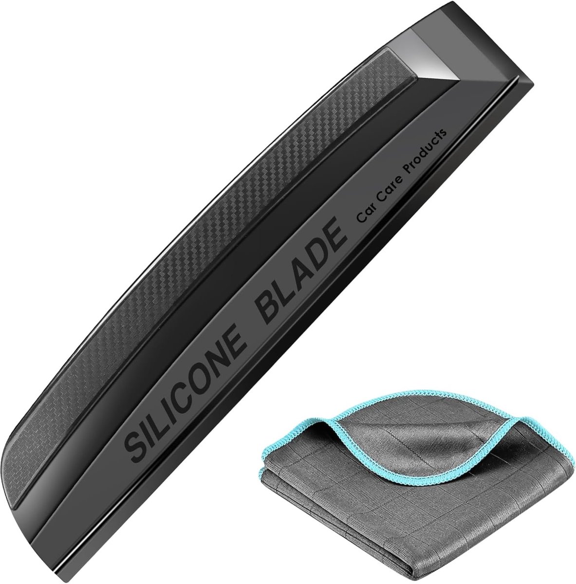 Autowisser silicone waterafruimer - microfiber doek - ergonomisch handvat - efficiënt voor ruiten en spiegels - SnelShoppen