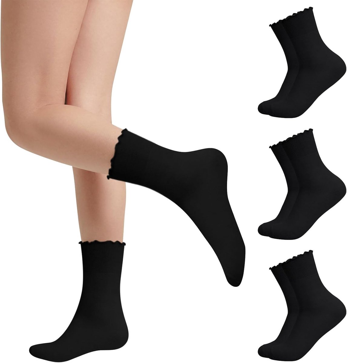 Ankelsokken dames - 3 paar - ademend katoen - schattige franje - comfortabel voor dagelijks gebruik - SnelShoppen