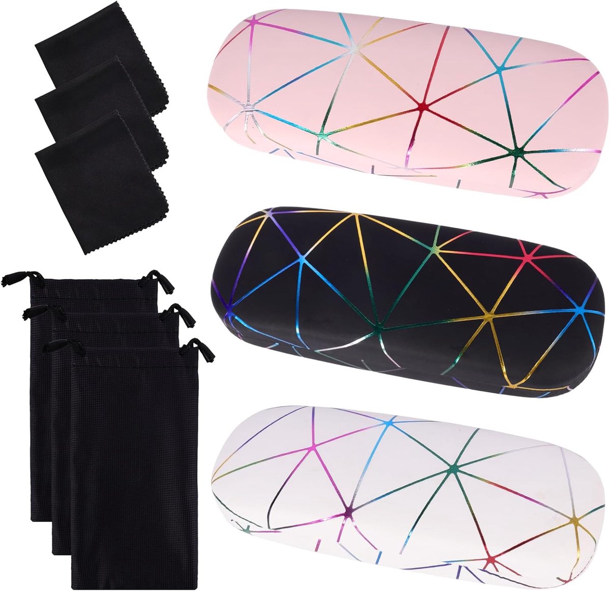 Bril etui 3 stuks - hardcase - kleurrijk en trendy - ideaal voor zonnebrillen en myopie - SnelShoppen