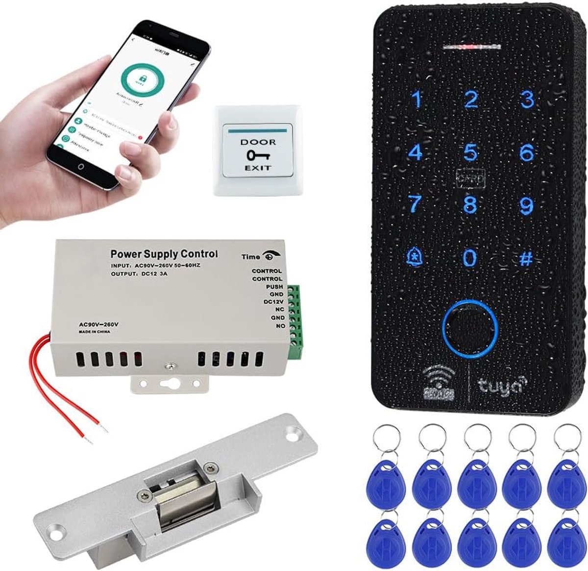 Toegangscontrolesysteem WiFi - Biometrisch - RFID toetsenbord - Waterdicht IP68 met Elektrische Deurslot - SnelShoppen