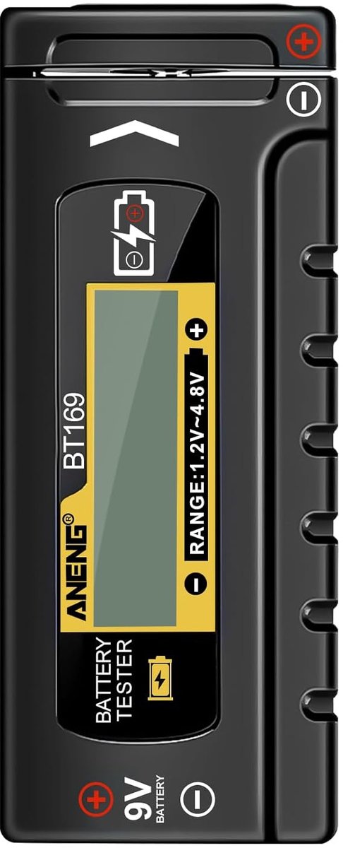 Batterijtester - digitaal - LCD-display - universele batterijtester voor AA/AAA en 9V batterijen - SnelShoppen