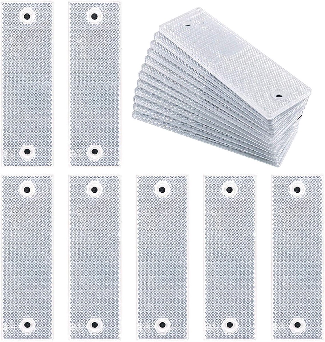 Auto reflector stickers 20 stuks - witte kunststof - voor extra zichtbaarheid - verhoogt veiligheid - SnelShoppen