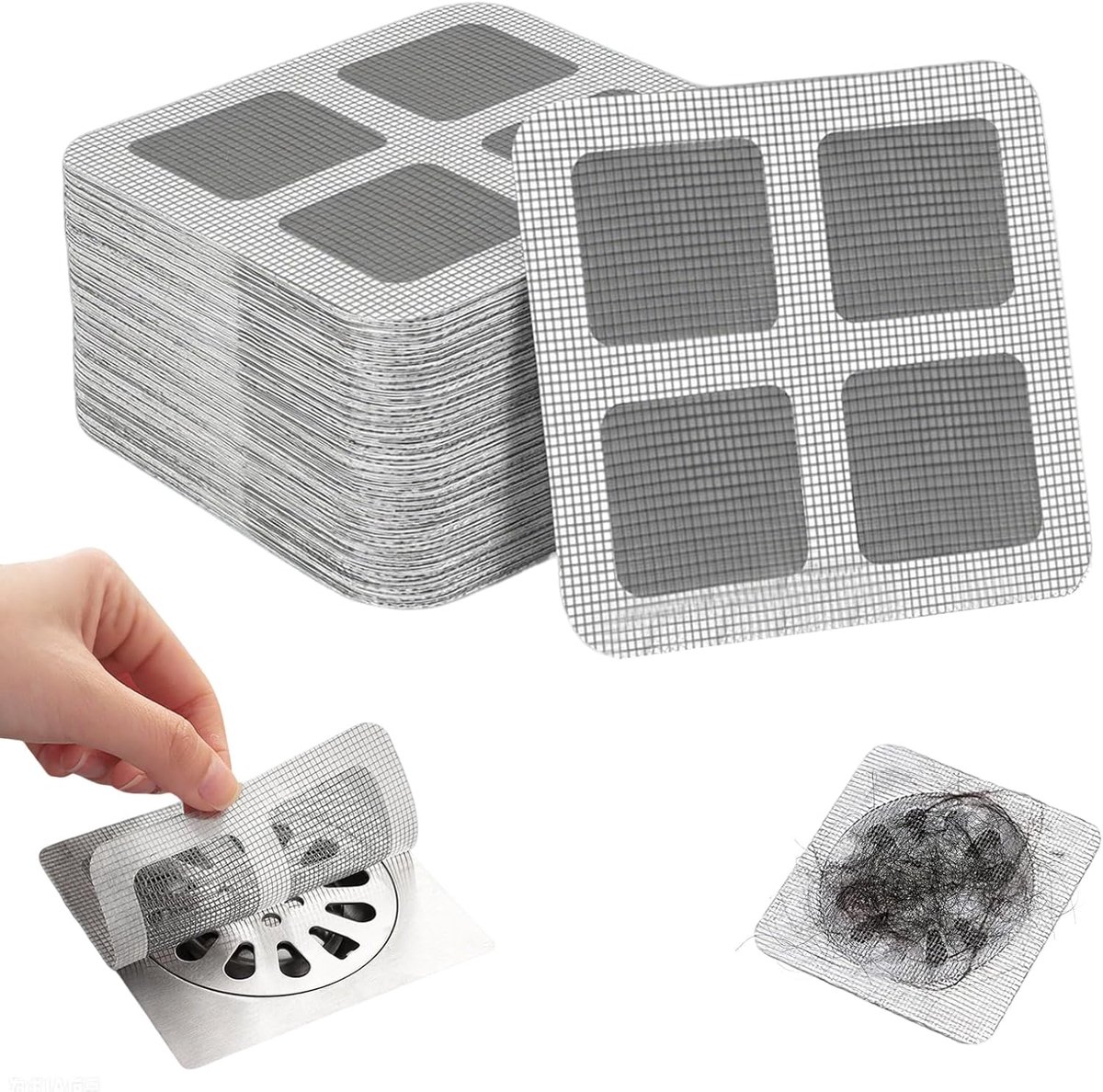 Haarsieven voor douche 100 stuks - 10×10 cm - wit - efficiënt haarvangen zonder resten - SnelShoppen