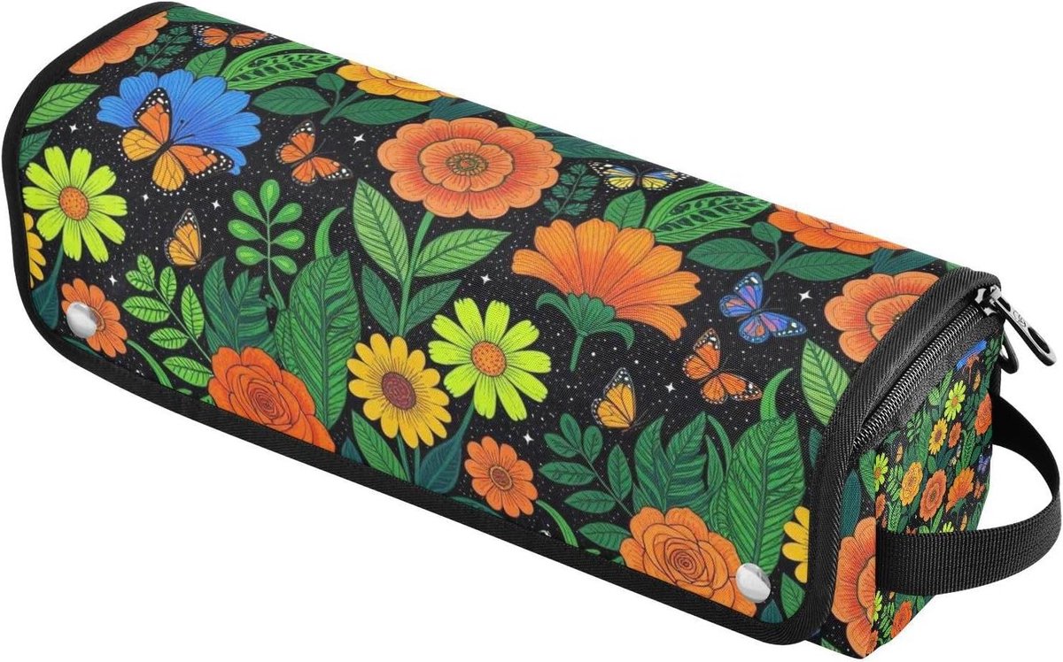 Haargereedschap Organizer - Stijltang Tas - Reizen en Opslag - Hittebestendige Mat - 37 cm - Vintage Bloemen