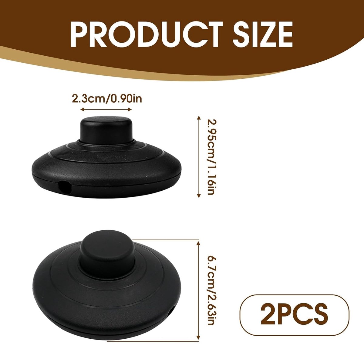 Voetschakelaar 2pcs - 250V/2A - Rond - Voor lampen en apparaten - SnelShoppen