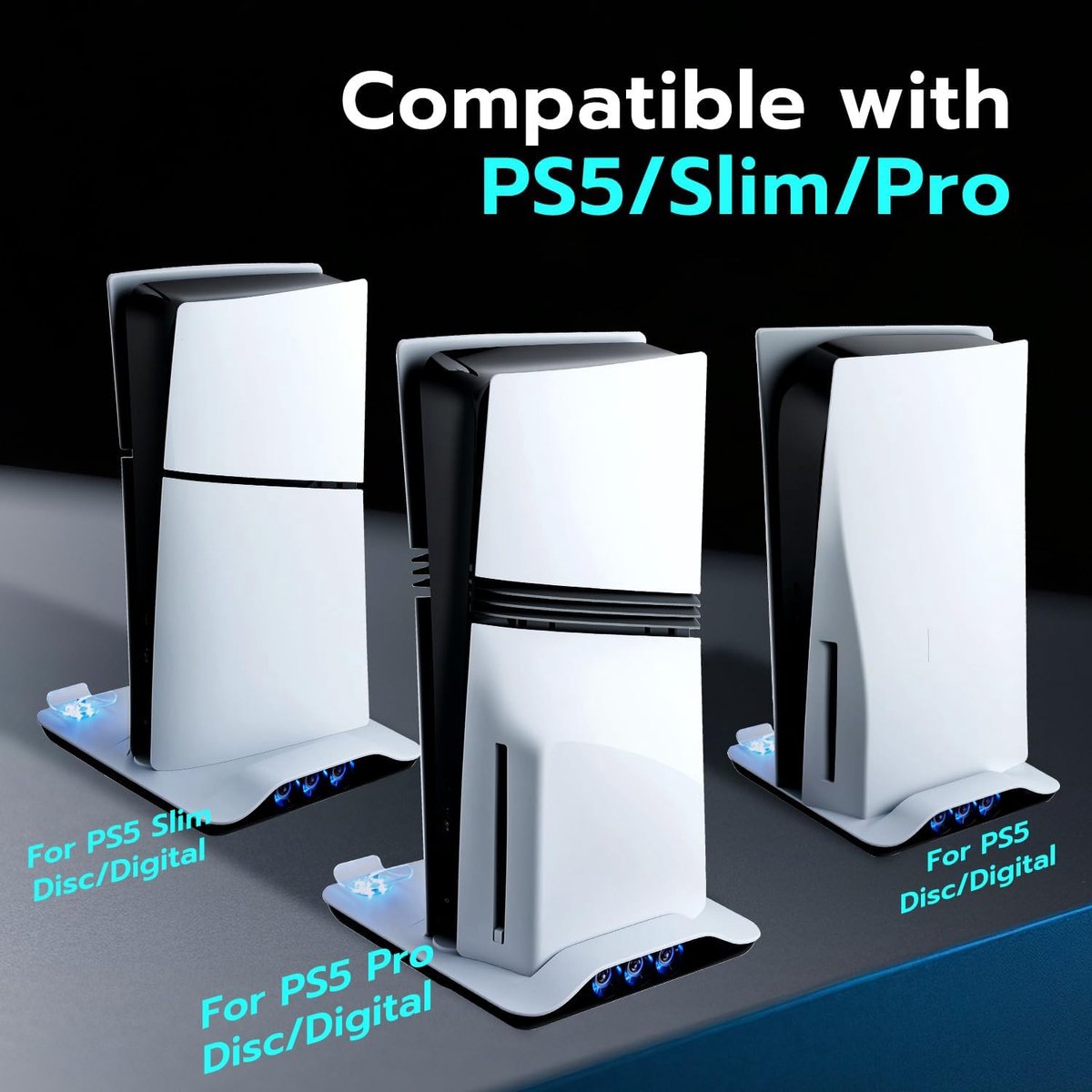 Cooling station PS5 Pro/Slim - met LED verlichting - voor dubbele controllers - optimale koeling - SnelShoppen