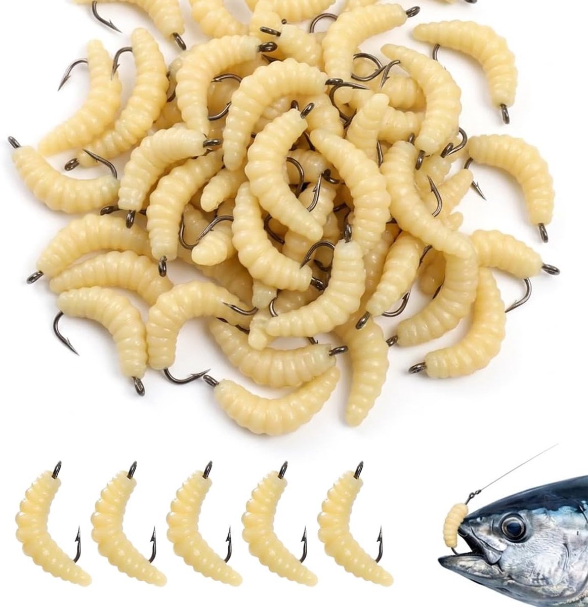 Vissaas 30 stuks - Zacht, geel - Simuleert insecten - Ideaal voor forel en baars - SnelShoppen
