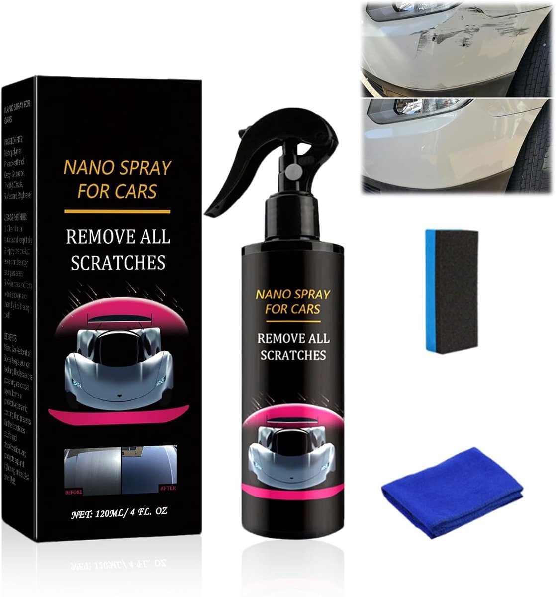 Krasverwijderingsspray 120 ml - snel werkend coatingsmiddel - polijst en bescherming - onzichtbare krasreparatie - ShopVlot