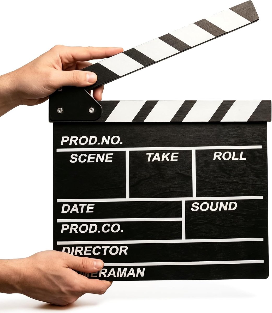 Filmklapper zwart 20 cm - houten klapperplank - professioneel ontwerp - voor filmproductie - ShopVlot
