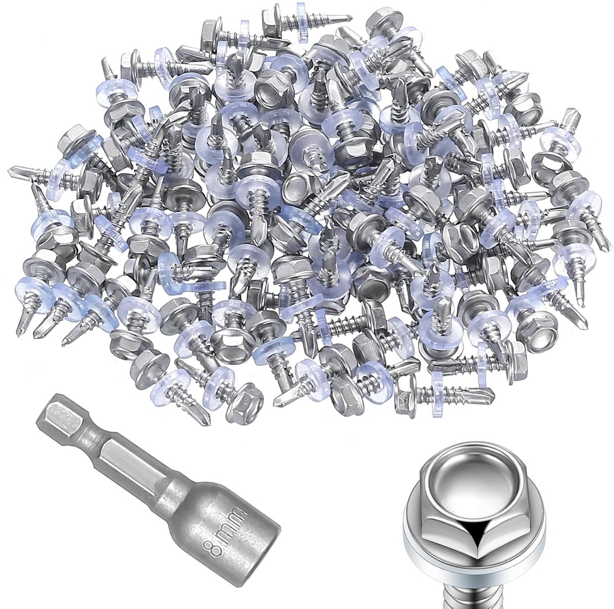 Zelftappende schroeven M4.8 x 19 mm - RVS 401 met sealing ring - Hoge hardheid en stabiliteit - ShopVlot