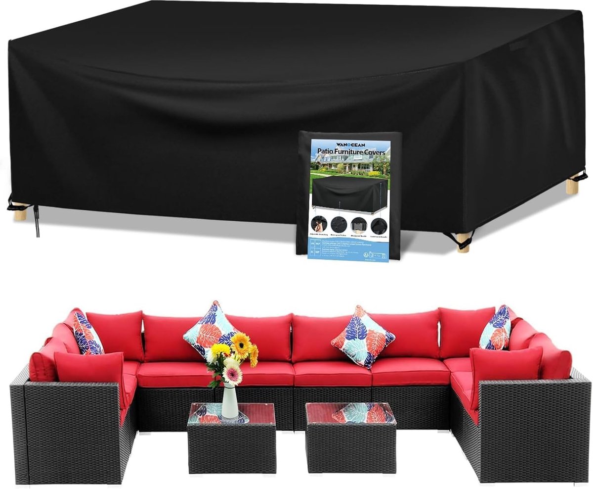 Tuinmeubels Cover 350 x 260 x 90 cm - 420D Oxford - Waterproof en UV-bestendig - Bescherming voor buitenmeubilair - ShopVlot