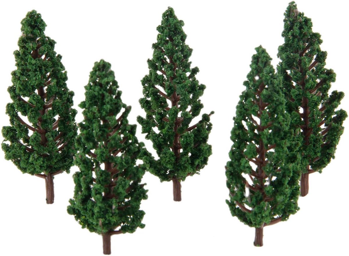 Model bomen 50 stuks - 80 mm - kunststoffen dennenbomen - ideaal voor HO en OO schaal - ShopVlot