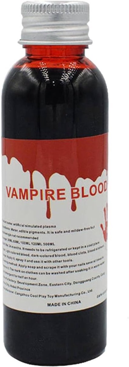 Nepbloed 120 ml - Realistisch voor Halloween - Uitwasbaar - Huidvriendelijk - Voor vampier/zombie looks - Eenvoudig aan te brengen - Make-up