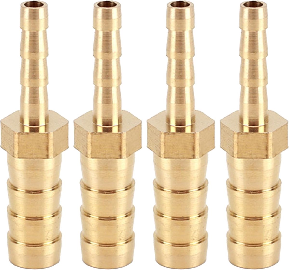 Verloopverbinding 6mm naar 8mm - Messing materiaal - Set van 4 - Duurzame constructie - ShopVlot