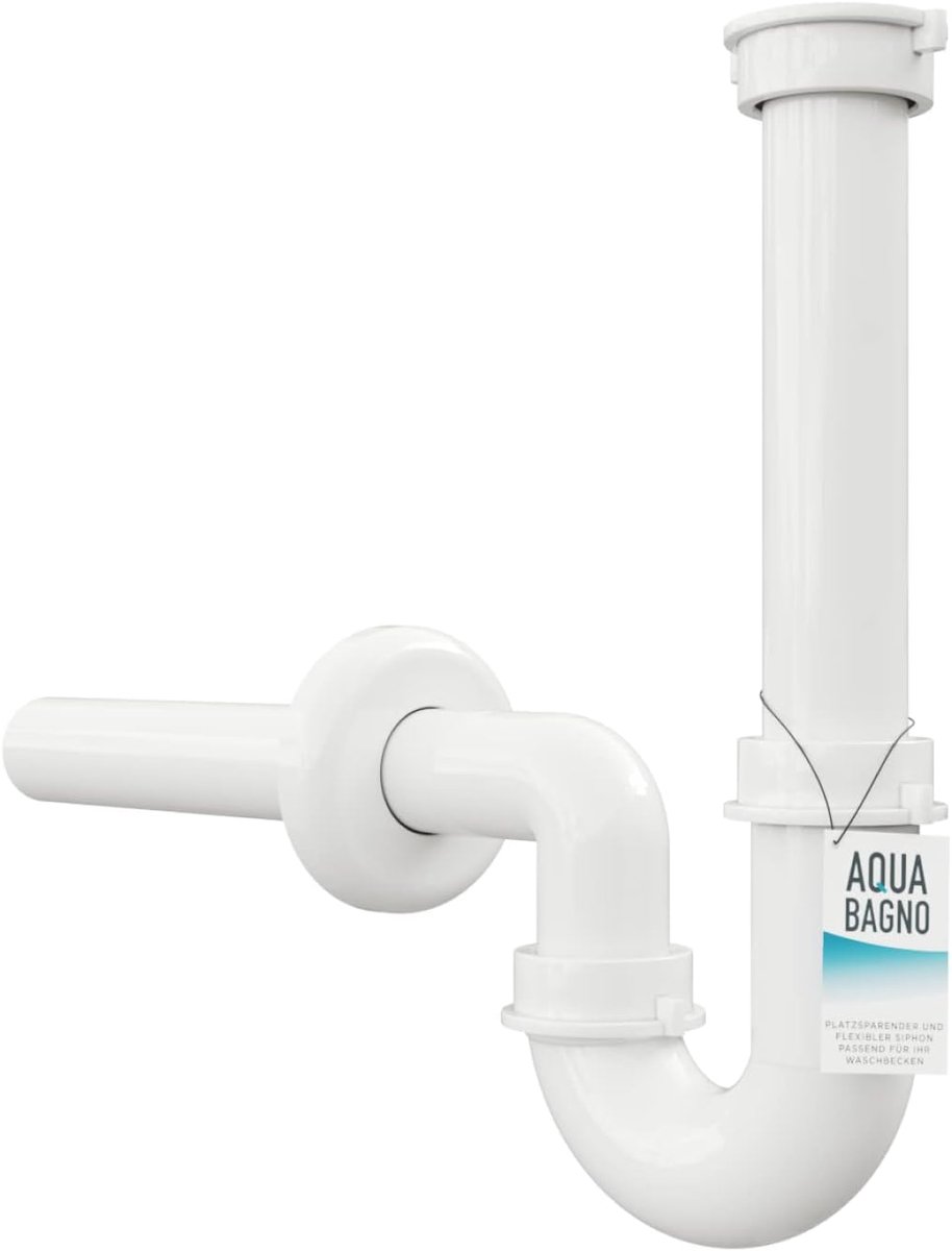 Siphon voor wastafel 1 1/4 inch - witte kunststof - flexibele aanpassing - voorkomt nare geuren - ShopVlot