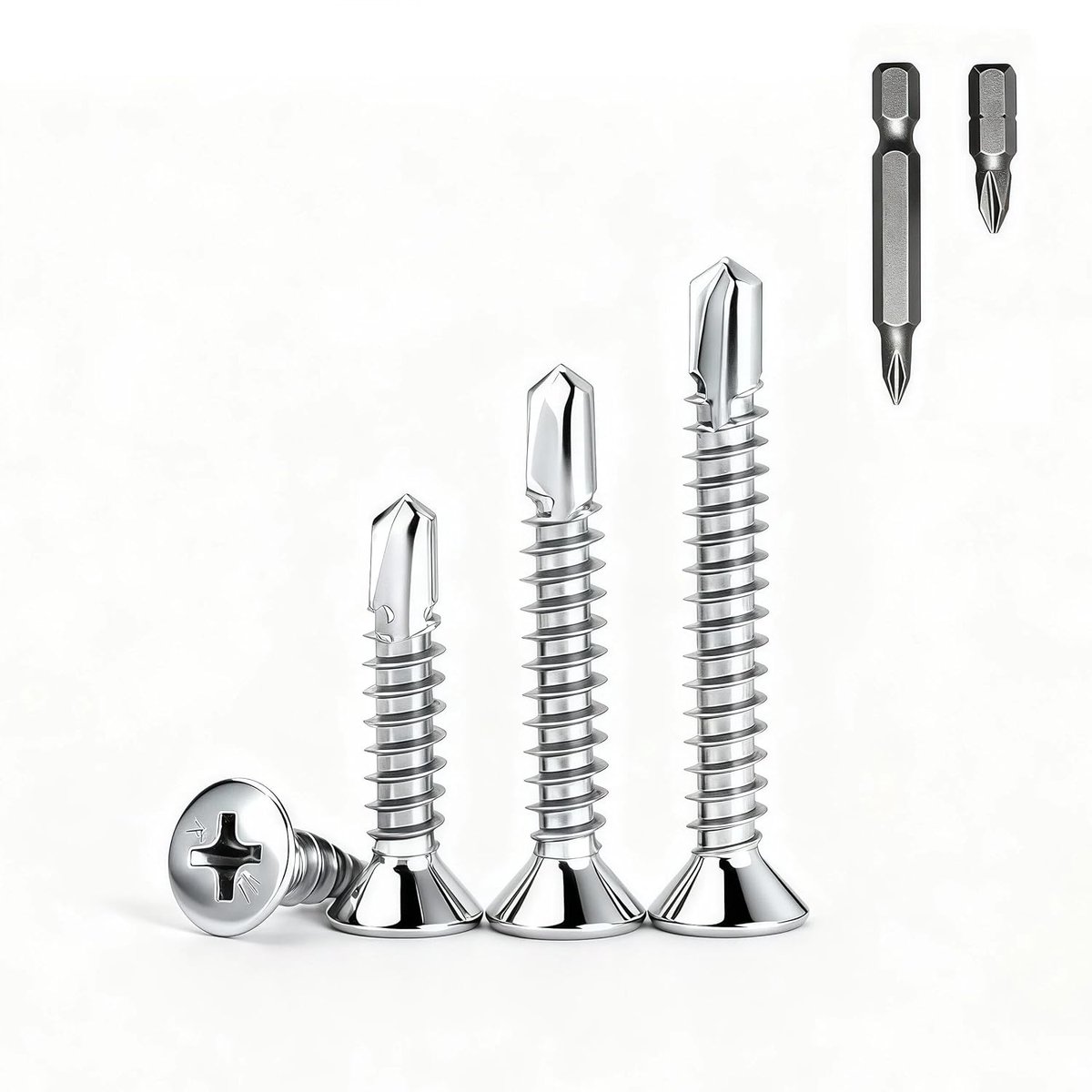 Zelftappende schroeven M4.2 x 19 mm - RVS verzonken kop - Inclusief twee PH1 bits - Ideaal voor hout en kunststof - ShopVlot