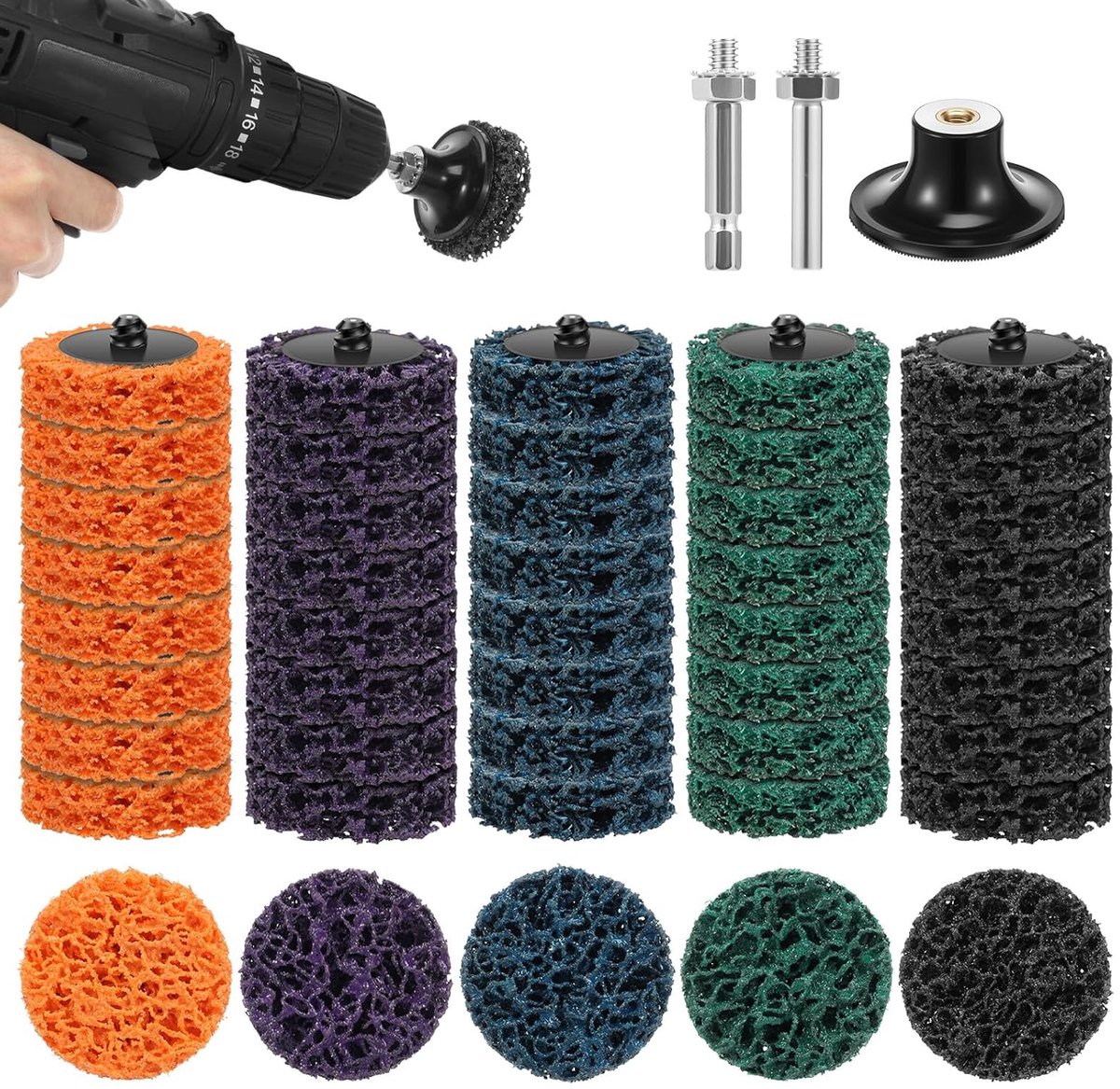 Schoonmaakdiscs 50 mm - 47-delige set - Coarse schuurdiscs - Ideaal voor roestverwijdering - ShopVlot