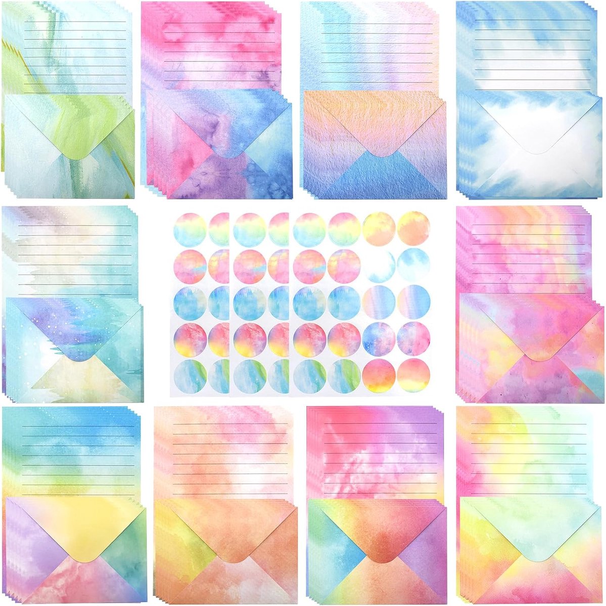 Stationery set 160 stuks - 10 kleuren - met enveloppen en stickers - perfect voor creatief schrijven - ShopVlot