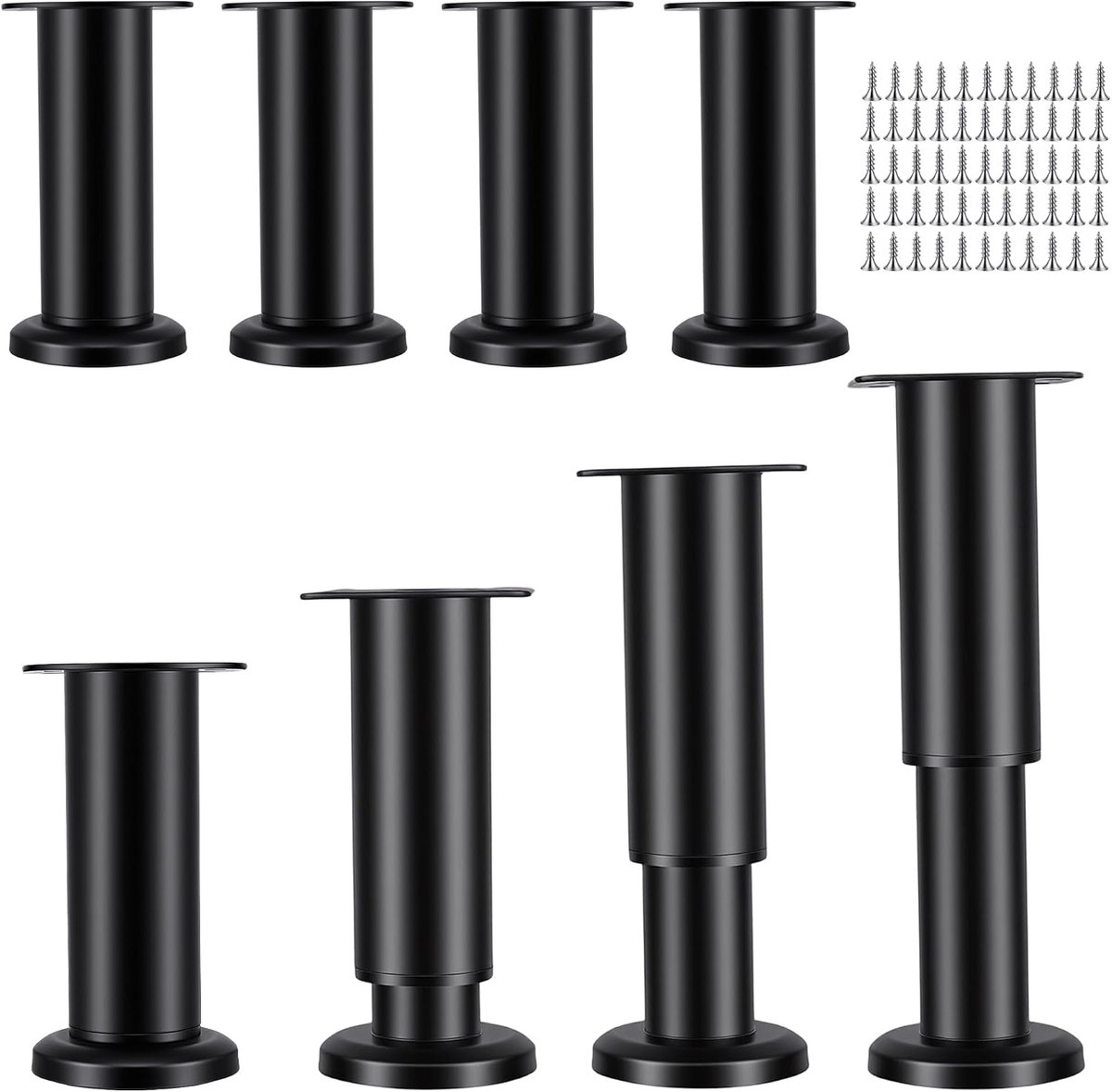 meubelpoten verstelbaar 12-18 cm - zwart, metaal - in hoogte verstelbaar - perfect voor onregelmatige vloeren - ShopVlot