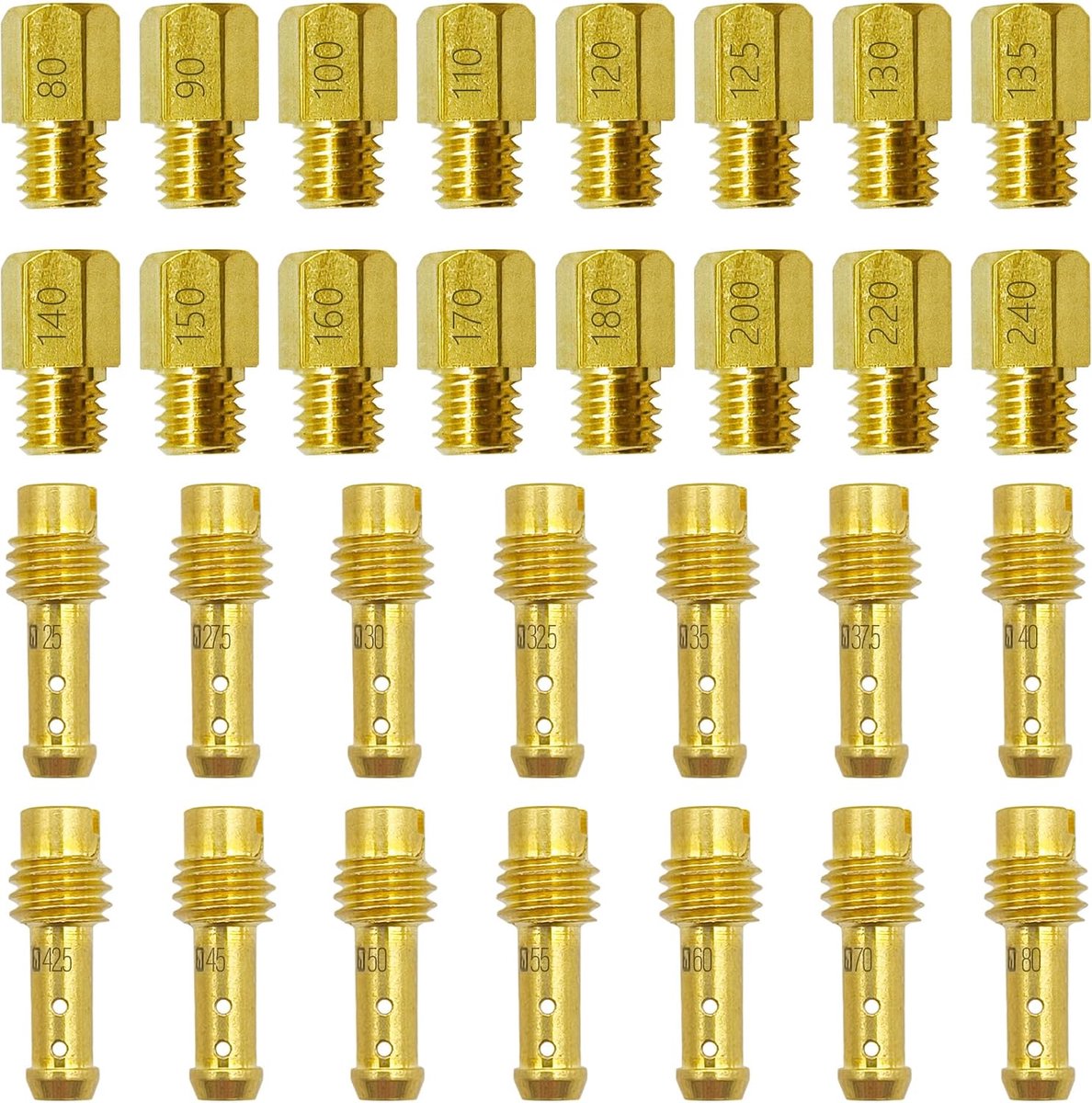 Main Jet en Pilot Slow Jet Kit - 30 Stuks - Voor Mikuni Carburateurs - Verbeter de prestaties van je motor - ShopVlot