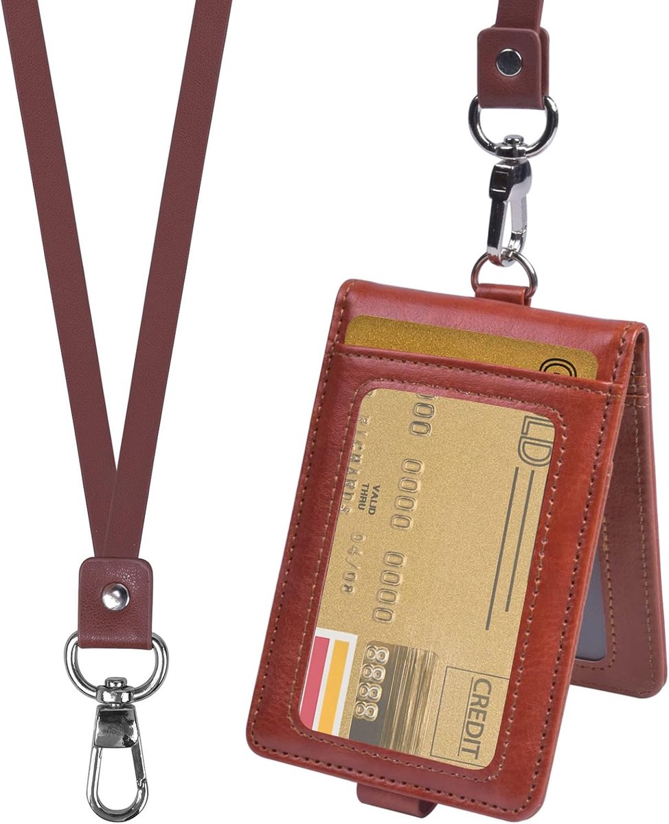 ID Kaarthouder Leer - Bruin - 3 Kaartsleuven en 2 ID Vensters - Handig voor onderweg - ShopVlot