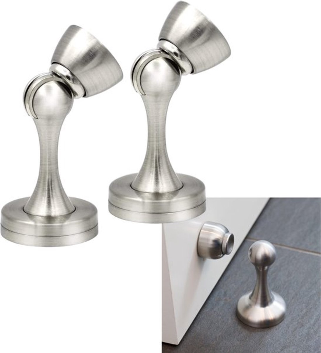 2 stuks - Magnetische deurvanger - Wandvloerstaand - Magnetische massieve metalen deurvanger - Voor thuiskantoor - Zilver - Roestvrij stalen deurvanger