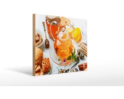 Holzschild Trinken 30x40 cm Teekanne mit Tee Deko Schild