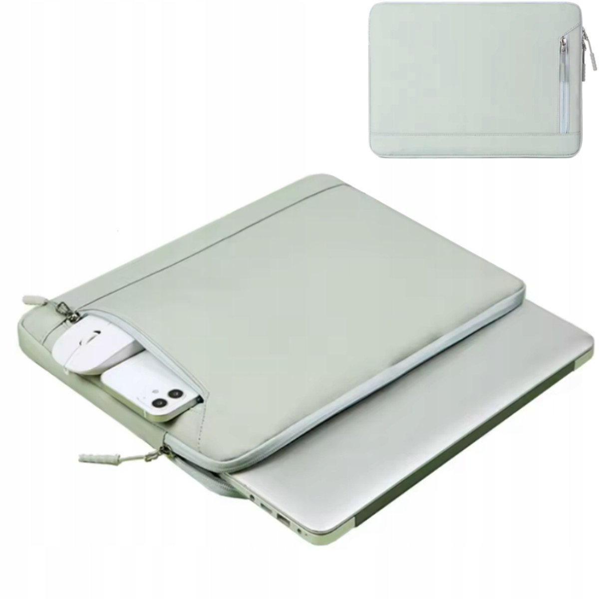 Elegante Groene Laptophoes 15,6" met Ritsen