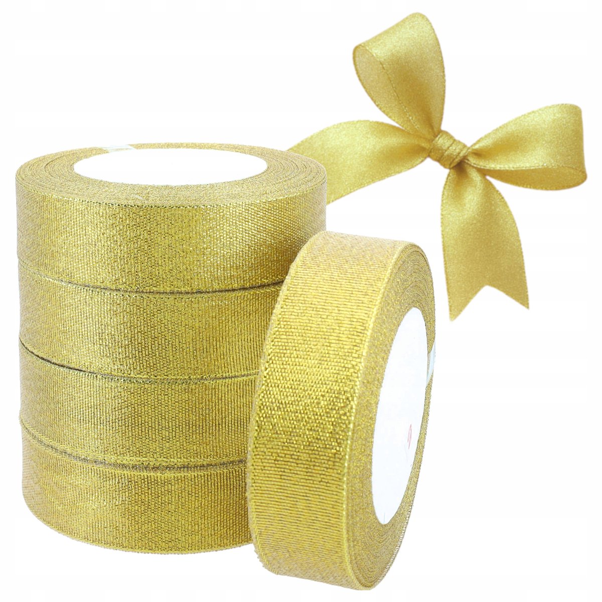 Gouden Glitter Lint 25mm - 5 Rollen voor Decoratie & Cadeauverpakking