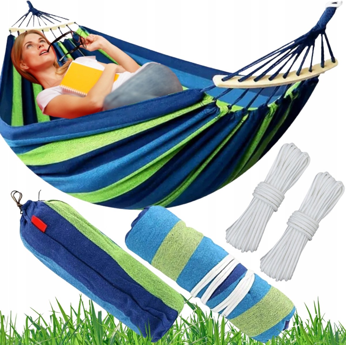 XXL Dubbele Tuinhamak 265x155cm - Stevig & Comfortabel met de Spreidstokken
