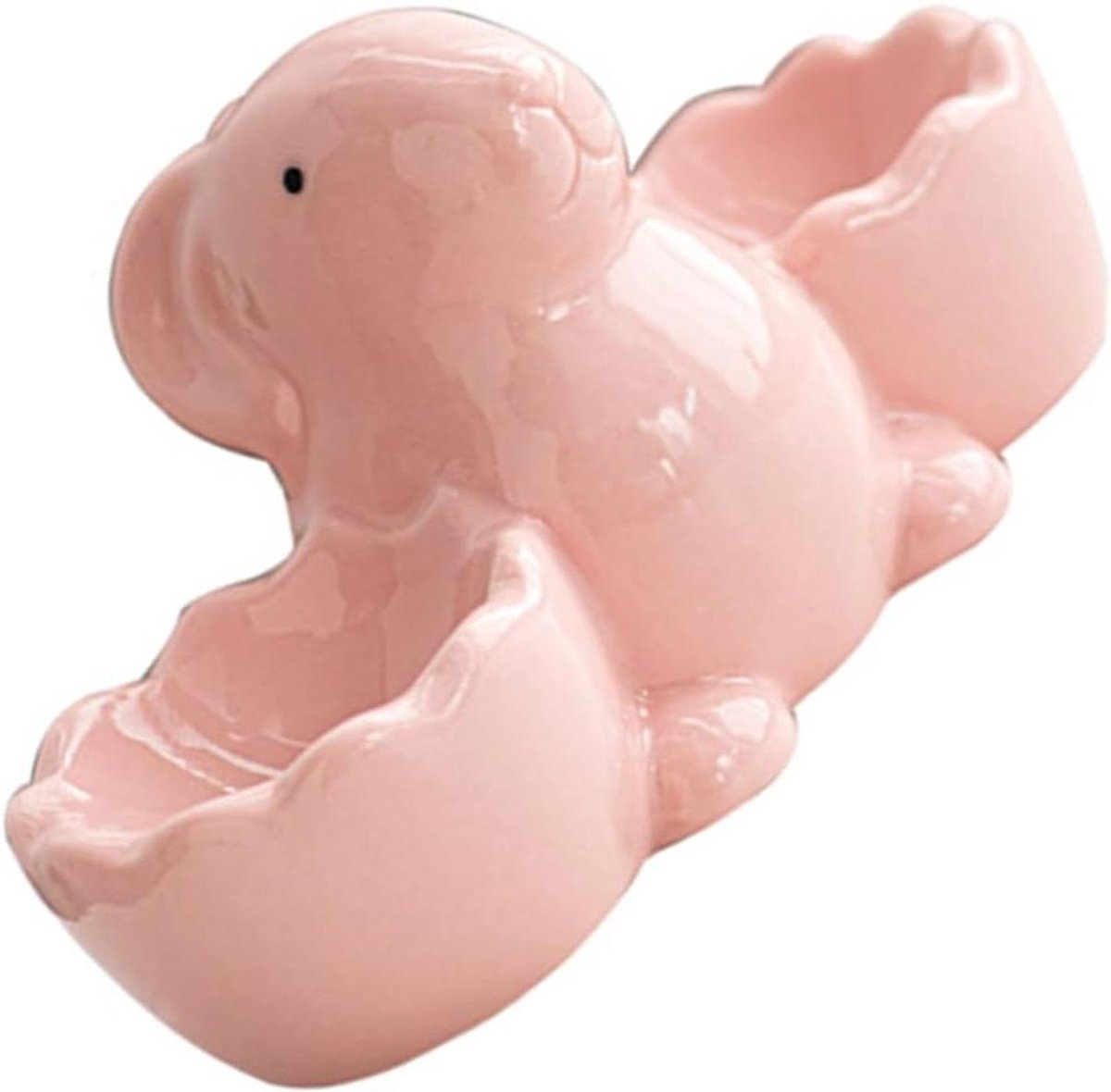 Konijnen Eierdopjes - Eierhouders Keramiek - Ontbijt Aankleden - Handgemaakt Design - 14 x 7.5 cm - Wit Roze