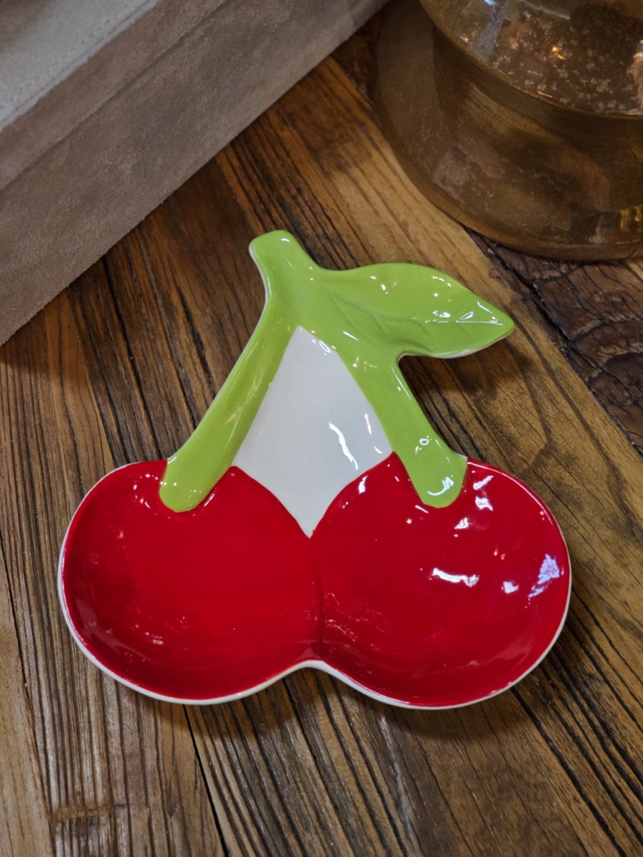 Porseleinen schaaltje met kersenmotief, 19cm