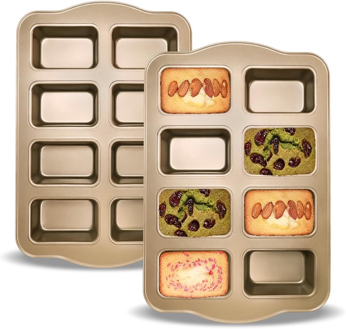 Mini bakvorm 8-caviteiten - gouden set - voor brownies en bananenbrood - perfect voor feesten - ShopVlot