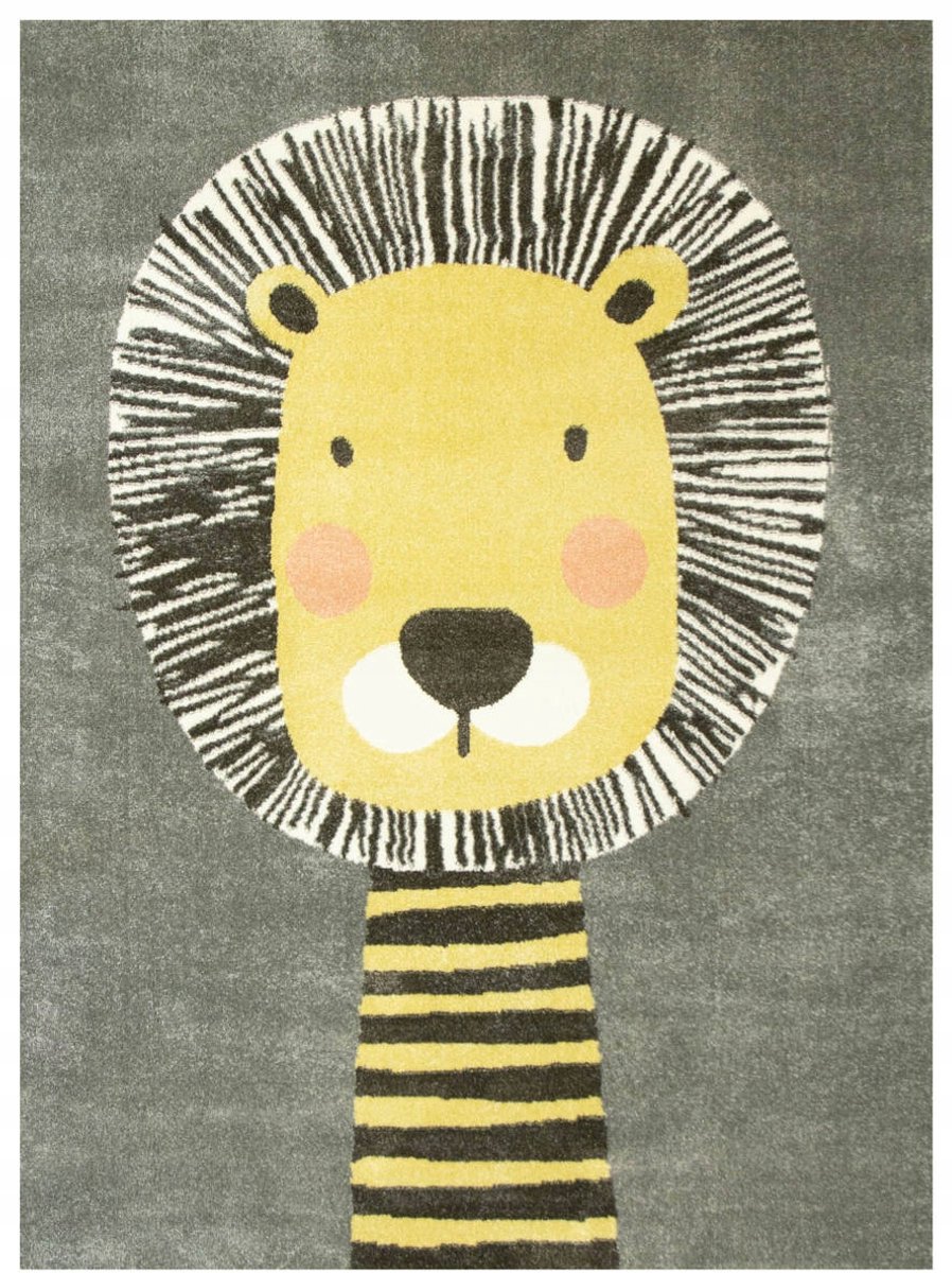 Zacht Kinderkleed Leeuw Grijs Geel 120x170 cm - Speels & Duurzaam