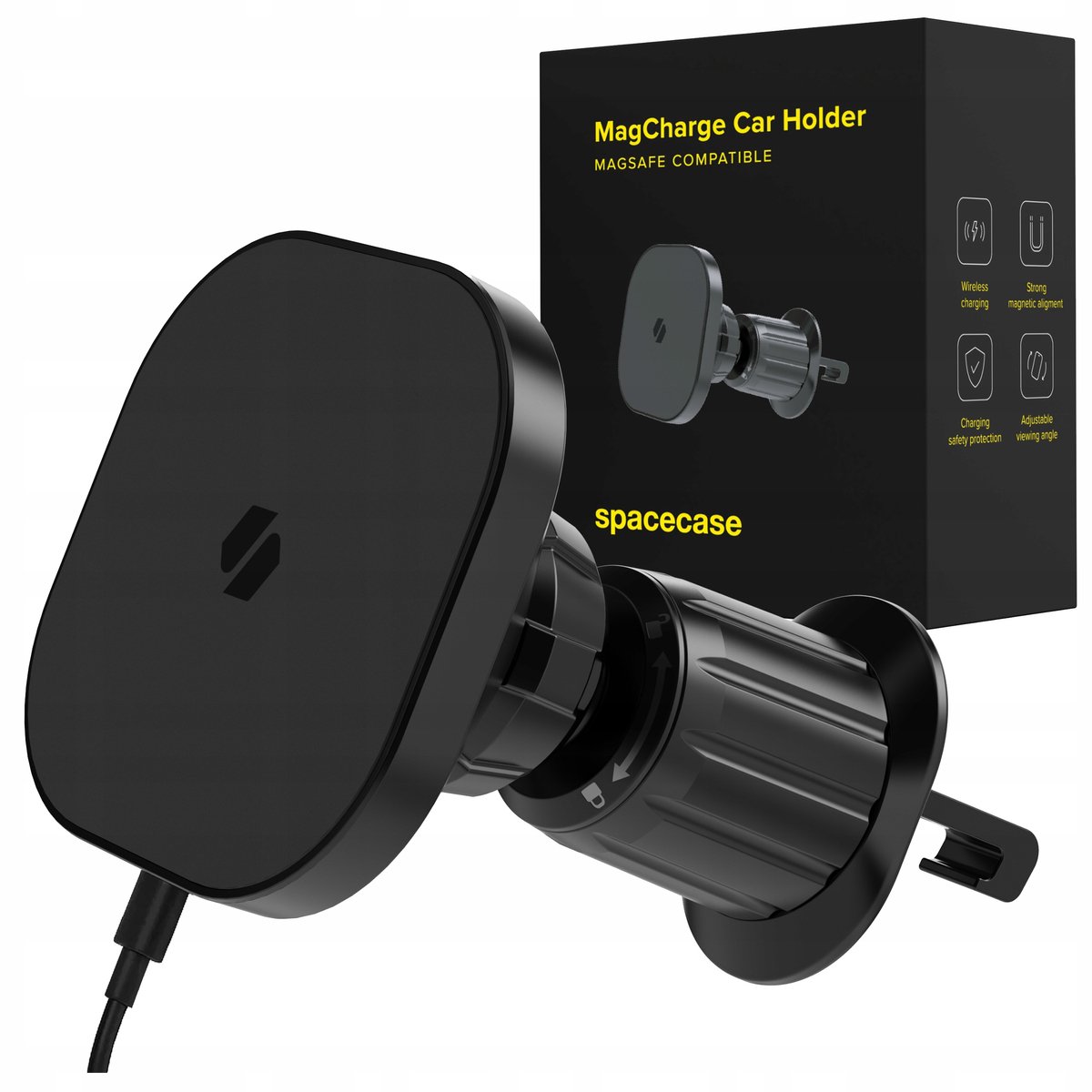 Spacecase MagCharger WM10B: MagSafe Autohouder met Raadloos Laden