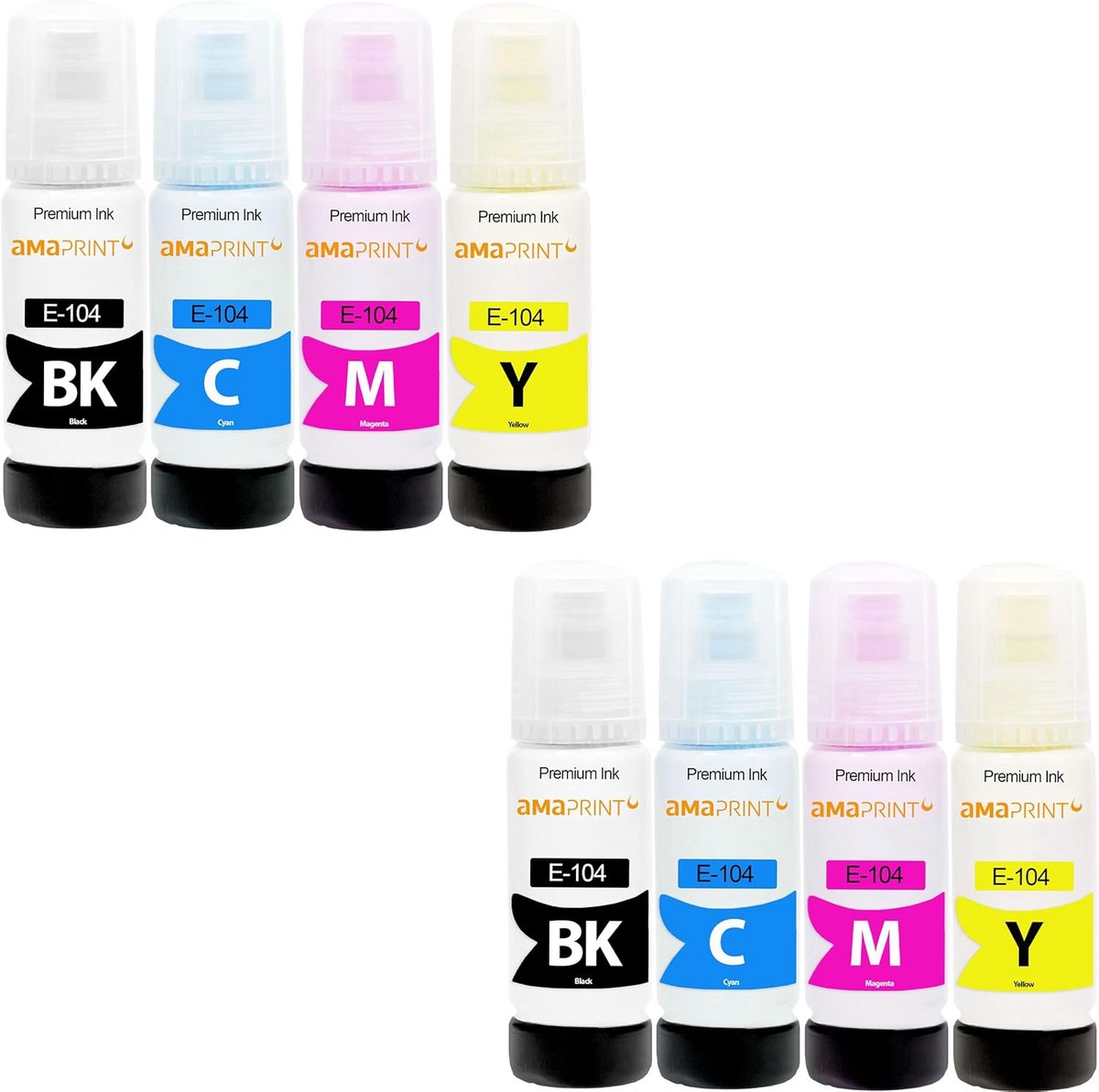 Inktflessen voor Epson 104 - 8x70ml - Vervangset voor EcoTank - Hoog rendement - ShopVlot