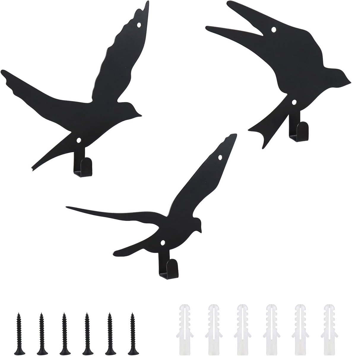 Kledinghaak muur - zwart - vogelmotief - stijlvolle opbergruimte - ShopVlot