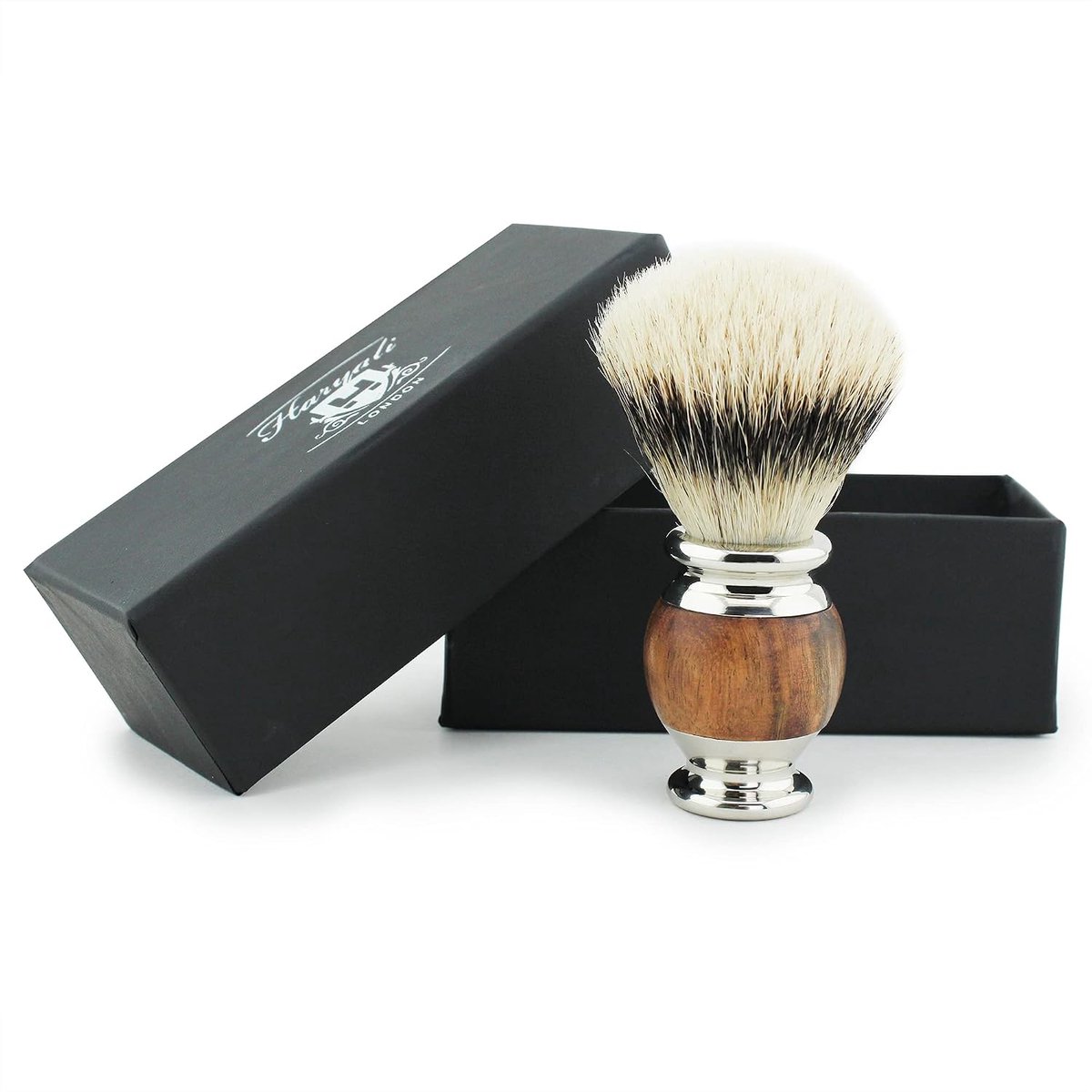 Scheerborstel voor mannen - Zachte en duurzame zilvergrijze badger haren - Ergonomische houten handgreep - ShopVlot