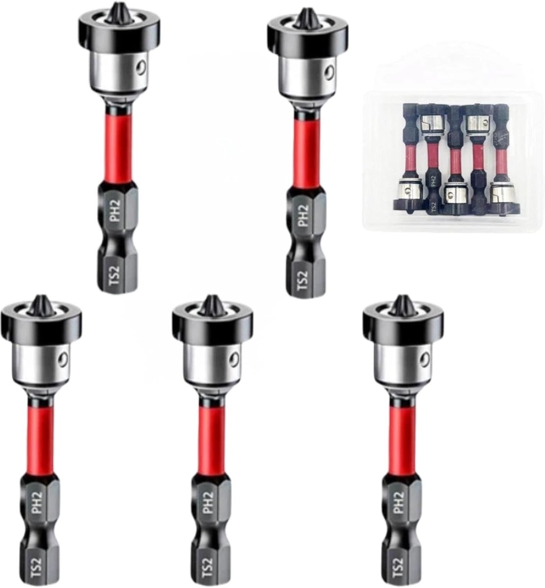Gipsplaatschroefbits 50 mm - 5 Stuks PH2 - Magnetisch - Geschikt voor snelbouwschroeven - ShopVlot