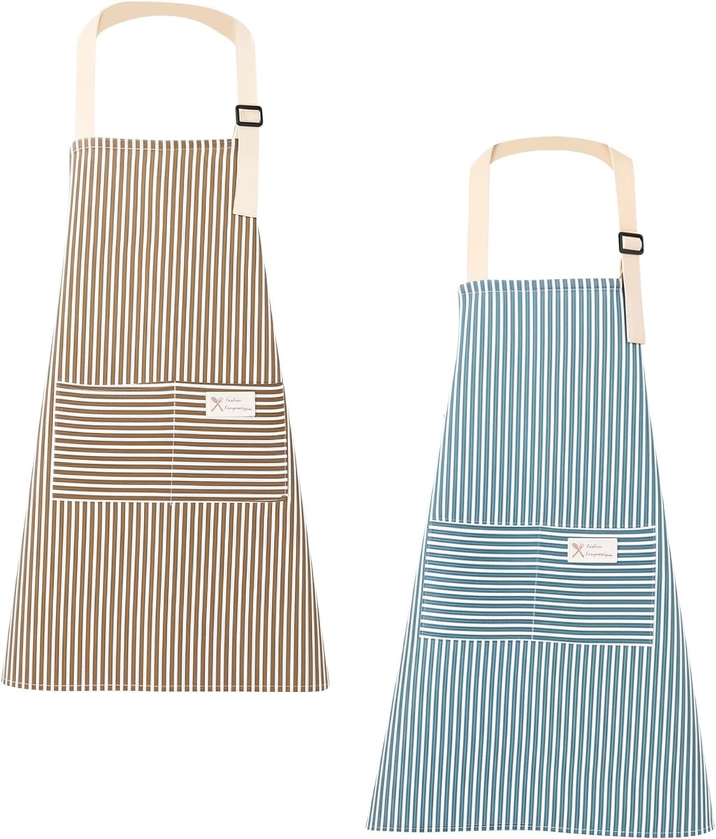 Kookschorten set van 2 - Verstelbare katoen schorten met grote zakken - Ideaal voor koken en bakken - ShopVlot