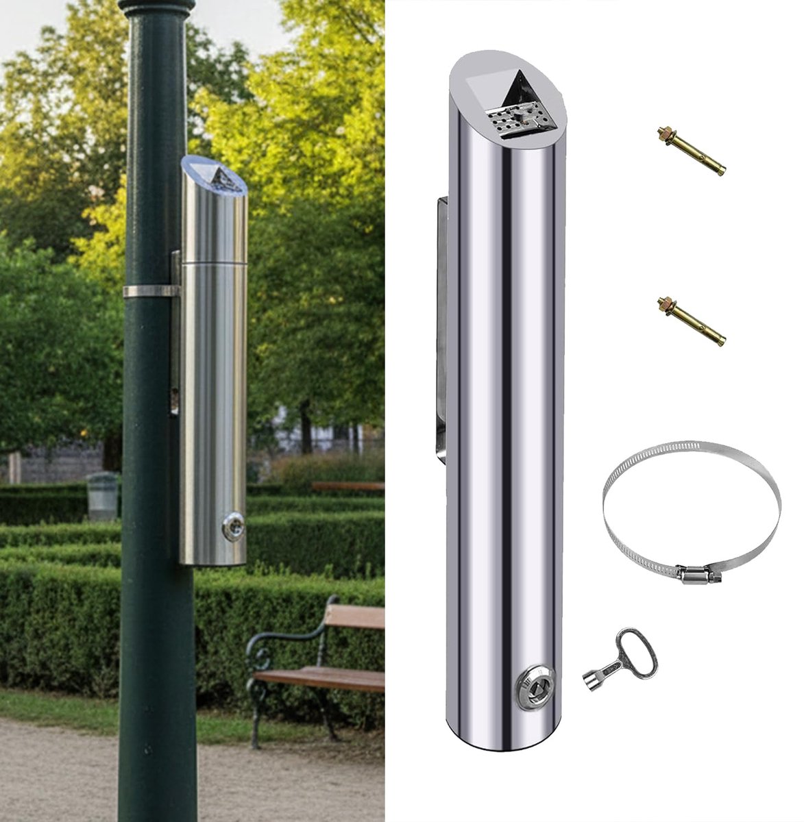 Vuilnisbak 48 cm - RVS wandmodel - Cilindrisch ontwerp - Ideaal voor horeca en kantoor - ShopVlot