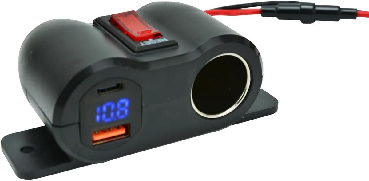 Auto sigarettenaansteker met PD 36 W QC 18 W USB lader - geïntegreerde voltmeter - met aan/uit schakelaar - ShopVlot