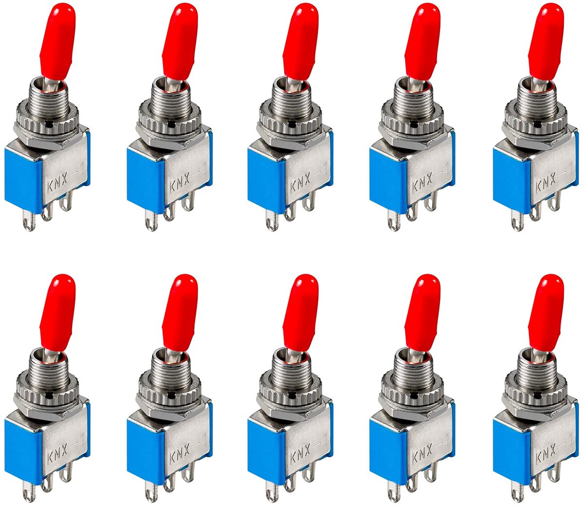 Mini toggle switch - rode kunststof kap - 3 contacten - duurzame schakelaar voor veelzijdig gebruik - ShopVlot