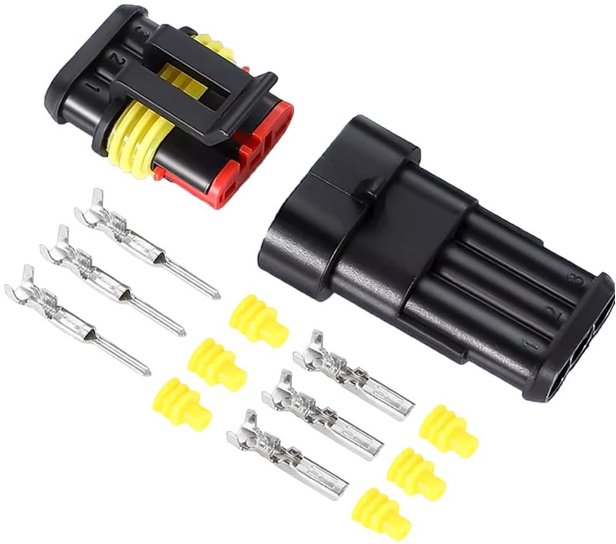 Waterdichte kabelconnector set 10 stuks - 3 pins - verbeterde afdichting - ideaal voor auto - ShopVlot