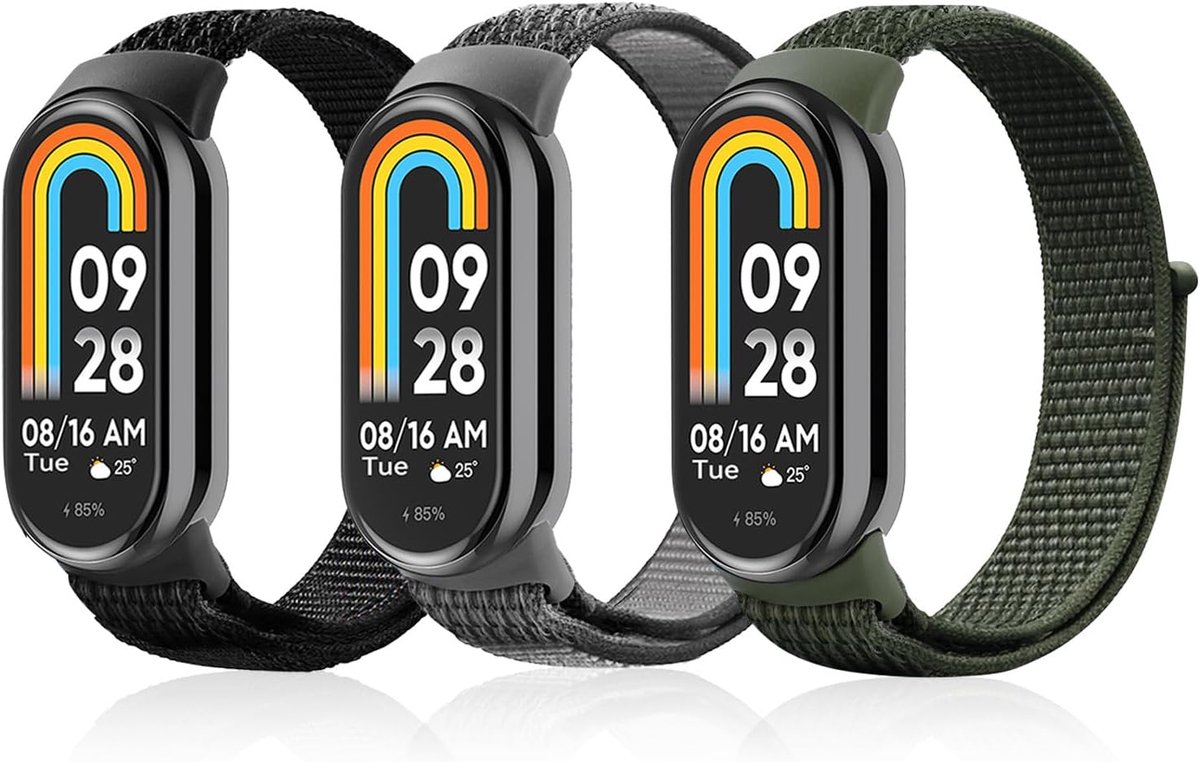 Nylon Strap voor Xiaomi Smart Band 10/9/8 - Set van 3 verstelbare elastische sportarmbanden - SnelShoppen