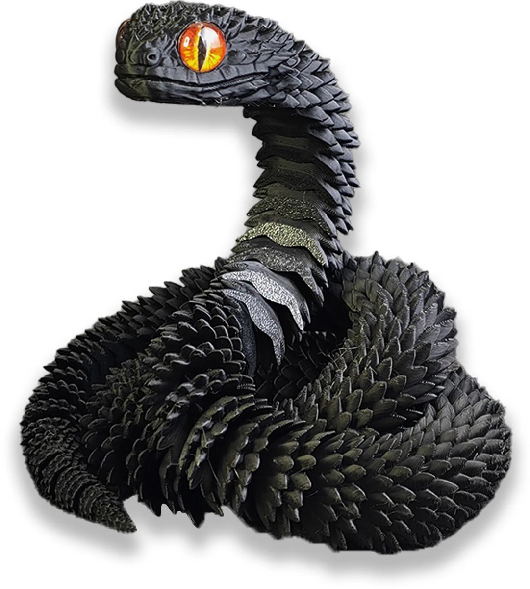 Casalora 3D Geprint Speelgoed - Beweegbaar Slangenfiguur - 30 cm - Fidgetspeeltje voor Thuiskantoren en Decoratie voor Bureaus - Zwart