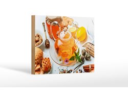 Holzschild Trinken 12x18 cm Teekanne mit Tee Deko Schild